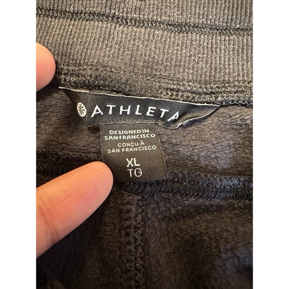 Athleta Sweatpants Balance Wide Leg Tencel Fleece Black Flare Women's XL 631950 - Picture 6 of 10